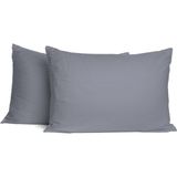 Soley | Mix & Match | Plain | %100 Pamuklu 2’li Yastık Kılıfı Seti - 50 x 70 cm - Gri