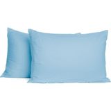 Soley | Mix & Match | Plain | %100 Pamuklu 2’li Yastık Kılıfı Seti - 50 x 70 cm - Mavi