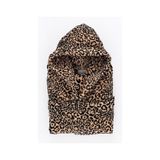 Soley Panthera %100 Pamuk Kadın / Erkek Bornoz Unisex Leopar Baskılı - Kahve Biyeli