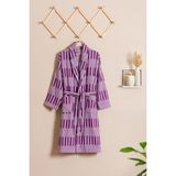 Soley Piano | %100 Pamuk Jakarlı Unisex Bornoz - 2XL - Lila