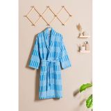 Soley Piano | %100 Pamuk Jakarlı Unisex Bornoz - 2XL - Mavi