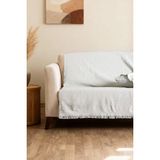 Soley Serge | Jakarlı Saçaklı Koltuk Örtüsü | 170X205 cm - 170 x 205 cm - Ekru