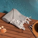 Soley | Stripe | %100 Doğal Pamuklu Peştemal - 90 x 180 cm - Gri