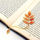 Solfera Dişbudak Sonbahar Ağaç Yaprakları Bookmark Metal Ayraç Kitap Ayracı Zincirli AY113
