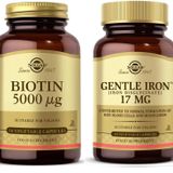 Solgar Biotin 5000 mcg 50 Kapsül + Gentle Iron 17 mg 90 Kapsül