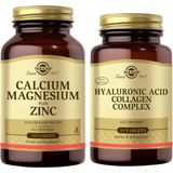 Solgar Calcium Magnesium Plus Zinc 100 Tablet + Hyaluronic Acid Collagen Complex 30 Tablet - Aromasız