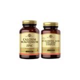 Solgar Calcium Magnesium Plus Zinc 100 Tablet + Hyaluronic Acid Collagen Complex 30 Tablet