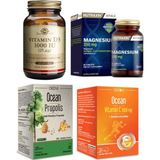 Solgar D3 Vitamini 100 Kapsül + Nutraxin Magnezyum 60 T.+Ocean Propolis Sprey 20 Ml+C Vitamini 30 Tablet