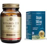 Solgar D3 Vitamini 1000 Iu 100 Kapsül + Ocean 500MG Balık Yağı 60 Kapsül Limon Aromalı - Aromasız