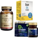 Solgar D3 Vitamini 1000 Iu 100 Kapsül+Nutraxin D3 Vitamini 120 Tablet+Ocean D3 K2 Vitamin Damla 20