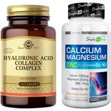Solgar Hyaluronic Acid Collagen Complex 30 Tablet + Suda Vitamin Calcium Magnesium Zinc K2 D3 100 Tablet - Aromasız