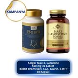 Solgar Maxi L-Carnitine 500 Mg 30 Tablet ve Besfit Bromelain, Cla, Taurin, 5-Htp 60 Kapsül - Aromasız