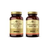 Solgar Vitamin D3 1000 IU 100 Tablet + Solgar Vitamin C 1000 mg 90 Tablet