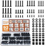 Solid As Mountain 92 ADET Evrensel TV Montaj Donanımı Vida Kiti Seti - M4 M5 M6 M8 Çoğu TV/Monitör için Vidalar, Ara Parçalar ve Yıkayıcılar VESA Montajı, 80 inç'e kadar Kutulu TV Montaj Yedek Vidaları, Siyah