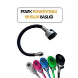 Solid Oynar Başlıklı Spiral Esnek 2 Fonksiyonlu Lavabo & Mutfak Musluk Ucu Siyah Renkli Musluk Başlığı