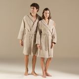 Solid Unisex Bornoz Koyu Bej