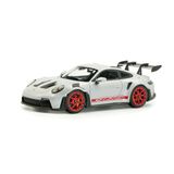 Solido Porsche 911 992 GT3 RS 2023 - Model araba Diecast, modern yarış 911 büyük arka kanatlı, aerodinamik ve spor jantlar, kırmızı vurgulu beyaz, 1:43