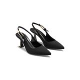 SOLİN SHOES Kadın İnce Topuklu Abiye Ayakkabı Altın Toka Detaylı 7,5 cm Ortopedik Sivri Burun Gelinlik Mezuniyet Davet Ayakkabısı