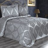 Solinas Collection Classy Gri Çift Kişilik Pano Şönil Pike Yatak Örtüsü - 250 x 260 cm