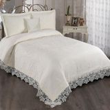 Solinas Collection Elegante Mila Krem Çift Kişilik Dantelli Çeyizlik Yatak Örtüsü - 270 x 260 cm
