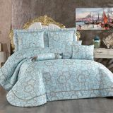 Solinas Collection Elegante Rosalina Mavi - Vizon Çift Kişilik Çeyizlik Yatak Örtüsü - 270 x 260 cm
