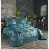 Solinas Collection Elegante Valencia Yeşil-Gümüş Çift Kişilik Çeyizlik Yatak Örtüsü - 270 x 260 cm - Yeşil - Gri