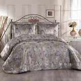 Solinas Collection Elegante Viviana Kahve - Gri Çift Kişilik Yatak Örtüsü - Koyu Kahverengi - 270 x 260 cm