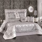 Solinas Collection Helena Gri – Gümüş Simli Çift Kişilik Çeyizlik Yatak Örtüsü - 270 x 260 cm