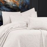 Solinas Collection Madalyon Krem 9 Parça Pamuklu Çift Kişilik Yatak Örtüsü ve %100 Pamuk Nevresim Takımı - 250 x 260 cm