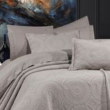 Solinas Collection Madalyon Vizon 9 Parça Pamuklu Çift Kişilik Yatak Örtüsü ve %100 Pamuk Nevresim Takımı - 250 x 260 cm