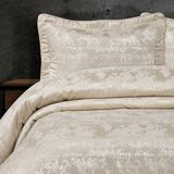 Solinas Collection Valentina Krem -Gold Simli Çeyizlik Çift Kişilik Yatak Örtüsü - Krem - Gold - 270 x 260 cm