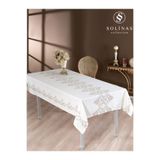 Solinas Collection Venedik Gardenya Krem Kumaş Kahve Nakışlı Masa Örtüsü