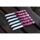 Solingen Meyve Sebze Bıçağı 6 Adet Mermer Desen (1.kalite,tırtıklı) - Fuşya