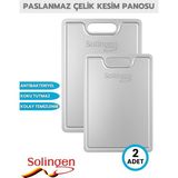 Solingen Paslanmaz Çelik Kesme Tahtası 2 Adet Antibakteriyel Yüzey - 1 Adet