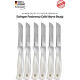 Solingen Ritter Profesyonel Gri Renk Geçişli Meyve&sebze Bıçağı 6'lı Set & Ultra Keskin Tırtıklı Ağız, Paslanmaz Çelik - Gri - Beyaz