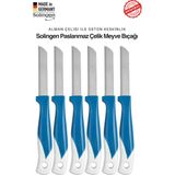 Solingen Ritter Profesyonel Mavi Renk Geçişli Meyve&sebze Bıçağı 6'lı Set & Ultra Keskin Tırtıklı Ağız, Paslanmaz Çelik - Mavi - Beyaz