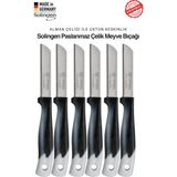 Solingen Ritter Profesyonel Siyah Renk Geçişli Meyve&sebze Bıçağı 6'lı Set & Ultra Keskin Tırtıklı Ağız, Paslanmaz Çelik - Siyah - Beyaz
