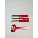 Solingen Tırtıklı Meyve Sebze Bıçağı Pembe Simli Set 4 Parça Düz Soyacaklı