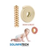 SolinpaTech 10 Köşe 2m Kenar Koruyucu Set – Kalın Kauçuk Bebek Güvenlik Bandı Krem (3M BANT HEDİYE)