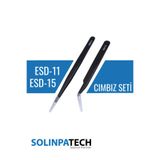 SolinpaTech 2'li Hassas Antistatik Cımbız Seti – Karbon Fiber Uçlu Esd-11 & Esd-15