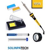 Solinpatech 60W Profesyonel Yüksek Sıcaklığa Dayanıklı Resistörlü Kalem Havya Pasta Lehim Pompa Bant Stand - Siyah