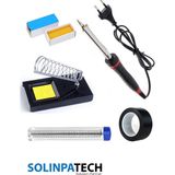 Solinpatech 60W Profesyonel Yüksek Sıcaklığa Dayanıklı Resistörlü Kalem Havya Pasta Stand Lehim Bant - Siyah