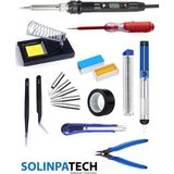 Solinpatech 80W LCD Ekran Sıcaklık Ayarlanabilir Havya ve Ucu Standı Lehim Yankeski Pompa Cımbız Tornavida Pasta Bant Façata - 1 Adet