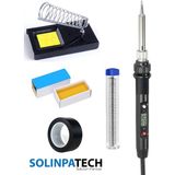 Solinpatech 80W LCD Ekranlı Isı Sıcaklı Ayarlı Havya Lehim Makinası Stand Lehim Pasta Bant