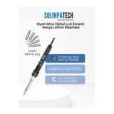 SolinpaTech 80w Lcd Isı Ayarlı Profesyonel Kalem Havya Ve 5 Kaliteli Yedek Uç Seti Hassas Lehimleme Çözümü