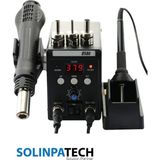 Solinpatech 8586 Isı Ayarlı Sıcak Hava Üflemeli Havya İstasyonu 60W Güç LCD Ekranlı 1 Adet