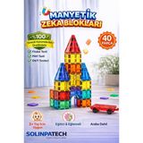 Solinpatech Arabalı 40 Parça 7.5cm Büyük Boy Manyetik Blok Seti | Güçlü Mıknatıslı Zeka Geliştirici Eğitici Oyuncak