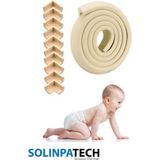 Solinpatech Krem Kalın Kauçuk 2 MT Bebek Çocuk Masa Sehpa Kenar ve 10 Köşe Darbe Koruma Güvenlik 3M Bant Dahil