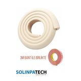 SolinpaTech Krem Kalın Şerit Kenar Koruyucu – 2 Metre Kauçuk Darbe Emici Güvenlik Bandı (3m Bant )