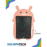 Solinpatech Sevimli Hayvan Figürlü Renkli Ekran 8.5 Inç LCD Çizim Yazı Tahtası Digital Kalemli Grafik Eğitim Tableti Pembe